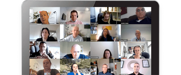A tablet showing one of our private, online digital round table events in action.